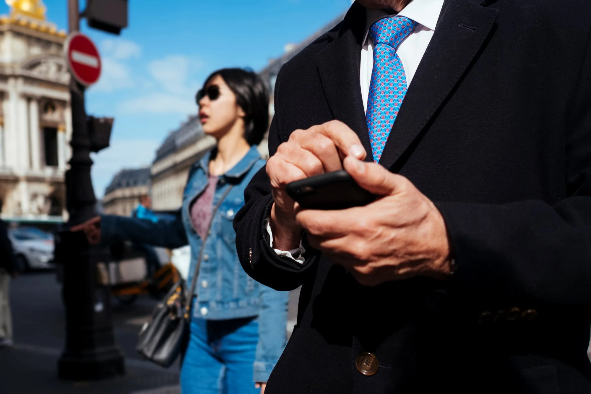 business man holding smartphone