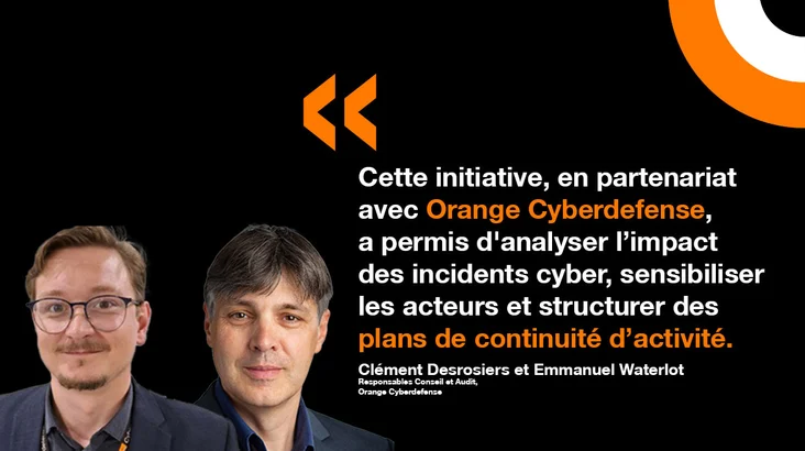 Emmanuel Watrelot et Clément Desrosiers témoignent au sujet du partenariat Pulsy Grades Une citation d'Emmanuel Waterlot et Clément Desrosiers d'Orange Cyberdefense dans le cadre d'un partenariat avec le groupement de santé Pulsy
