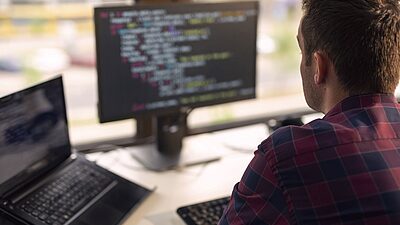 A woman coding