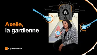 Découvrez Axelle, collaboratrice d'Orange Cyberdefense. Un montage visuel représentant une collaboratrice d'Orange Cyberdefense.
