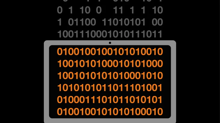 graphic image of code on desktop