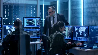 A cybersecurity operations center where a team of professionals is monitoring and managing digital security threats.