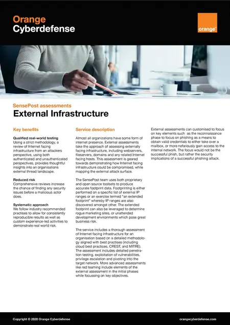 Pentest External Infrastructure datasheet